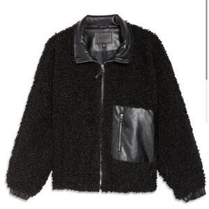 NEW Blank NYC Teddy Faux Sherpa Vegan Leather Jacket Black Medium